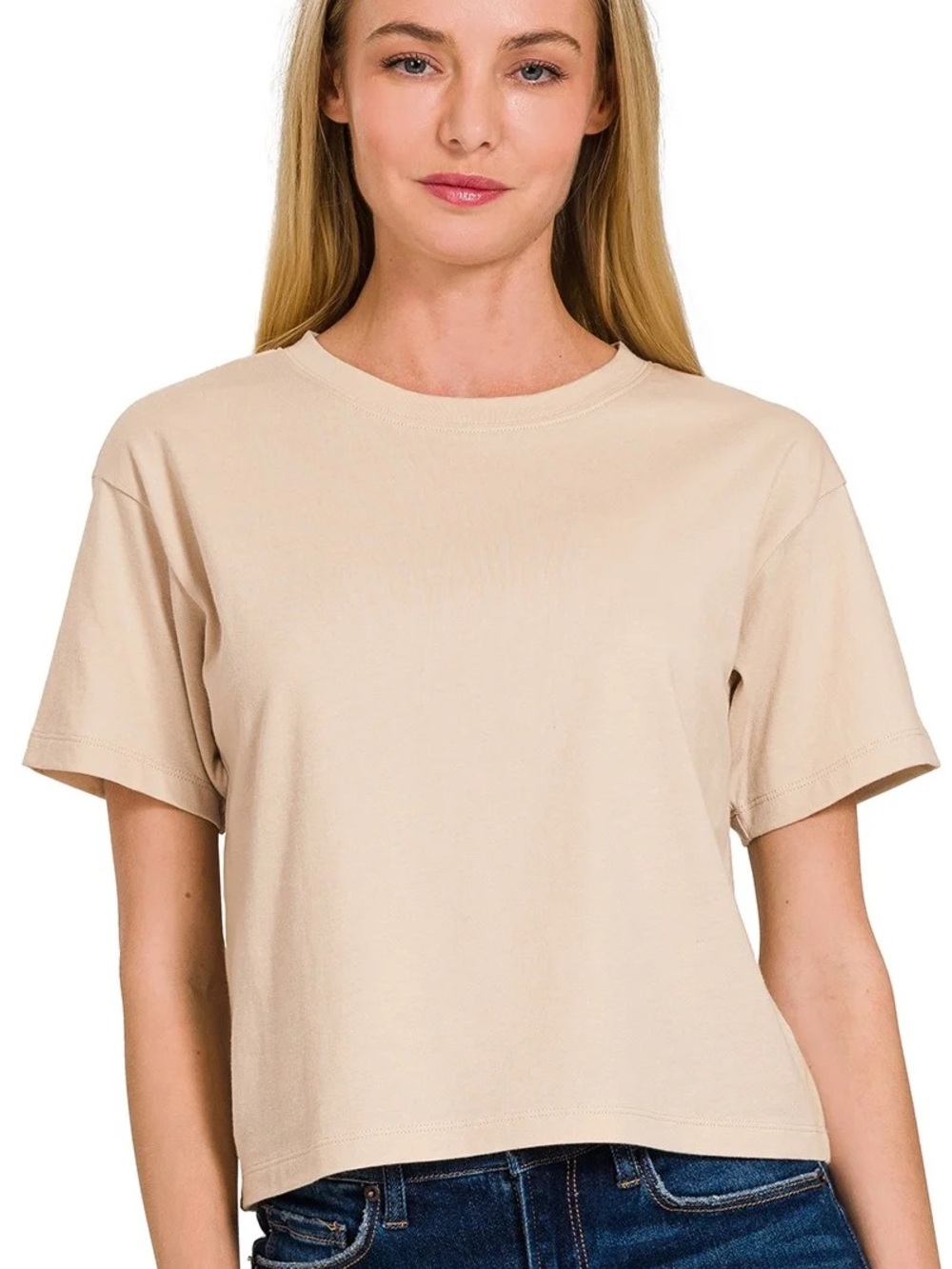 NWOT Zenana Cropped Boxy Crew Tee Size L